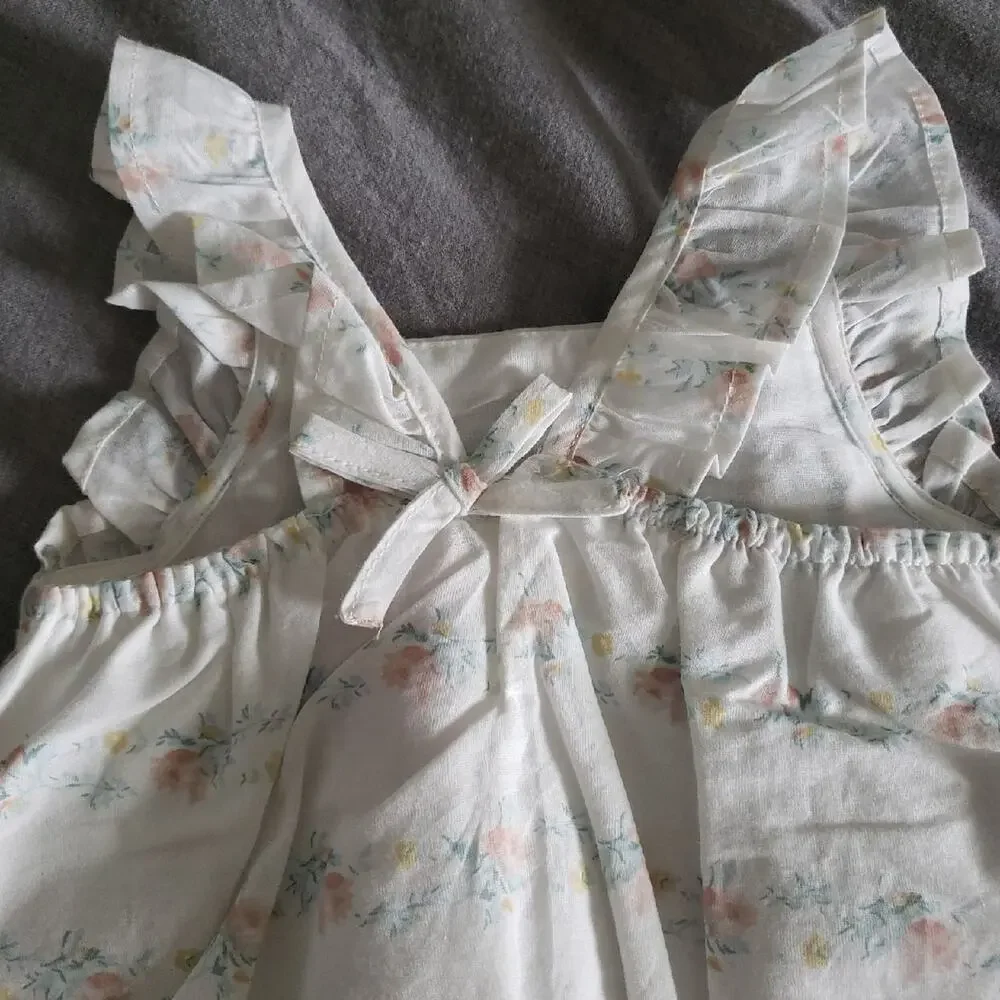 NWT Shabby Chic Baby Girl 3pc Set 3-6 Months Teal Bubble Romper Floral Headband